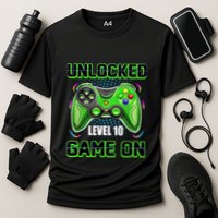 Unlocked Awesome Level 10 Game On Happy 10th Birthday Boy Performance Shirt