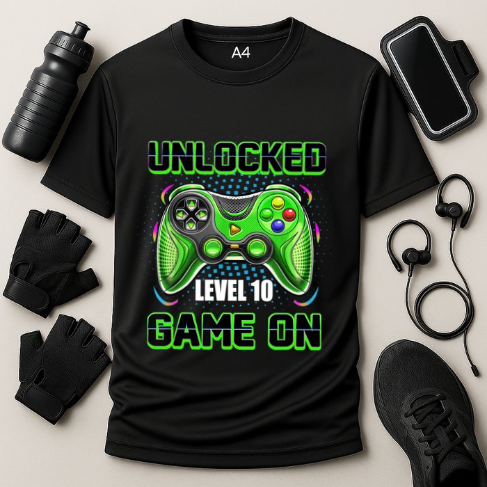 Unlocked Awesome Level 10 Game On Happy 10th Birthday Boy Performance Shirt
