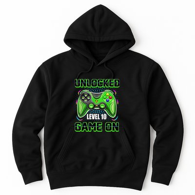 Unlocked Awesome Level 10 Game On Happy 10th Birthday Boy Hoodie