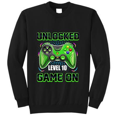 Unlocked Awesome Level 10 Game On Happy 10th Birthday Boy Sweatshirt