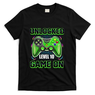 Unlocked Awesome Level 10 Game On Happy 10th Birthday Boy T-Shirt
