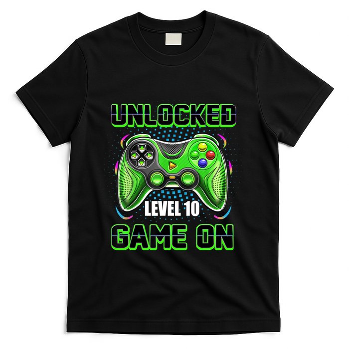Unlocked Awesome Level 10 Game On Happy 10th Birthday Boy T-Shirt
