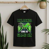 Unlocked Awesome Level 10 Game On Happy 10th Birthday Boy T-Shirt