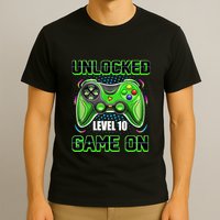 Unlocked Awesome Level 10 Game On Happy 10th Birthday Boy T-Shirt