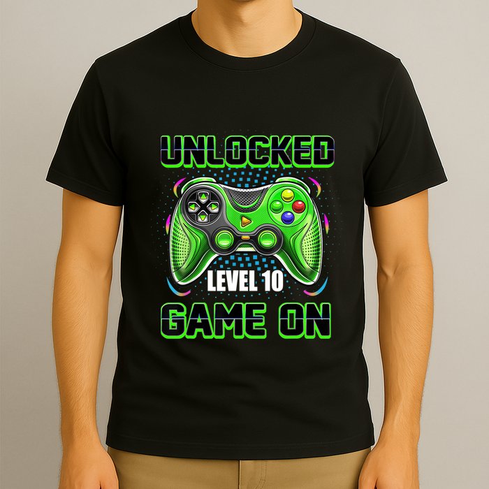 Unlocked Awesome Level 10 Game On Happy 10th Birthday Boy T-Shirt