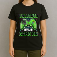 Unlocked Awesome Level 10 Game On Happy 10th Birthday Boy T-Shirt