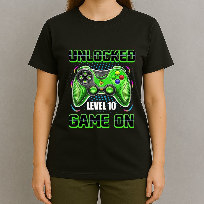 Unlocked Awesome Level 10 Game On Happy 10th Birthday Boy T-Shirt