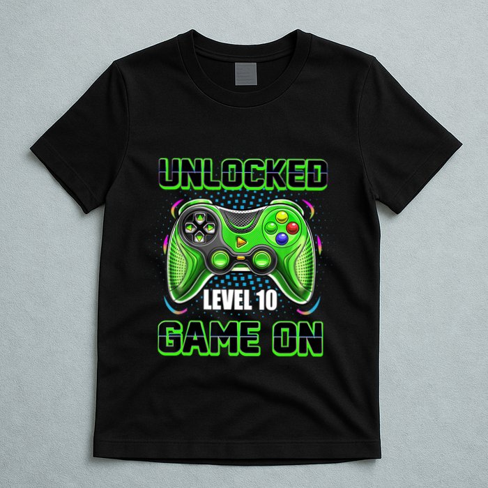 Unlocked Awesome Level 10 Game On Happy 10th Birthday Boy T-Shirt