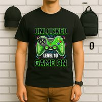 Unlocked Awesome Level 10 Game On Happy 10th Birthday Boy T-Shirt