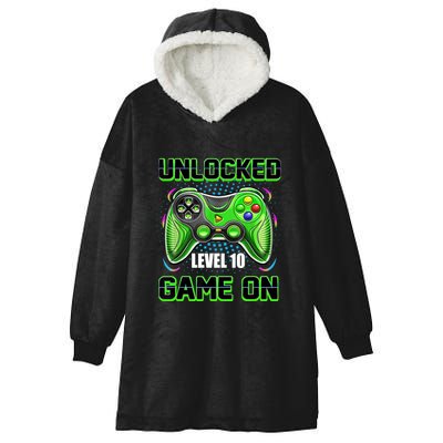 Unlocked Awesome Level 10 Game On Happy 10th Birthday Boy Hooded Wearable Blanket