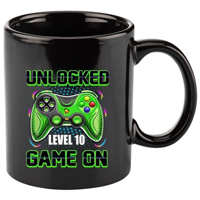 Unlocked Awesome Level 10 Game On Happy 10th Birthday Boy 11oz C Handle Ceramic Mug