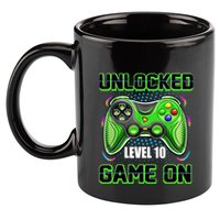 Unlocked Awesome Level 10 Game On Happy 10th Birthday Boy 11oz C Handle Ceramic Mug