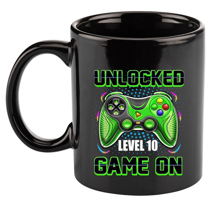 Unlocked Awesome Level 10 Game On Happy 10th Birthday Boy 11oz C Handle Ceramic Mug