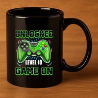 Unlocked Awesome Level 10 Game On Happy 10th Birthday Boy 11oz C Handle Ceramic Mug