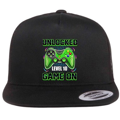 Unlocked Awesome Level 10 Game On Happy 10th Birthday Boy Flatbill Hat