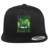 Unlocked Awesome Level 10 Game On Happy 10th Birthday Boy Flatbill Hat