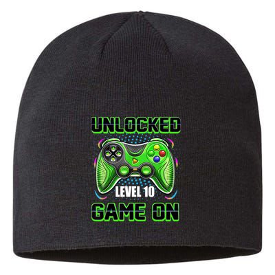 Unlocked Awesome Level 10 Game On Happy 10th Birthday Boy Sustainable Beanie