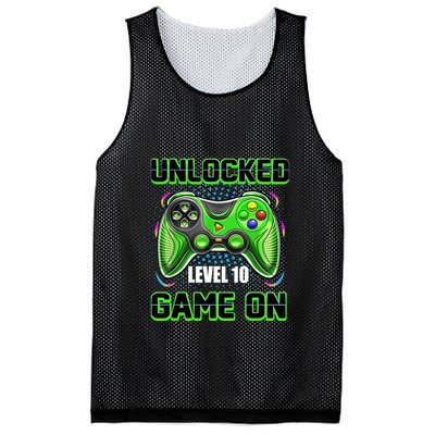 Unlocked Awesome Level 10 Game On Happy 10th Birthday Boy Mesh Reversible Basketball Jersey Tank