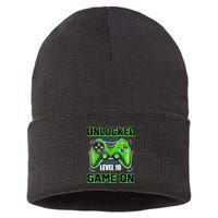 Unlocked Awesome Level 10 Game On Happy 10th Birthday Boy Sustainable Knit Beanie