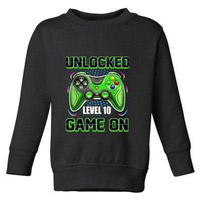 Unlocked Awesome Level 10 Game On Happy 10th Birthday Boy Toddler Sweatshirt