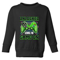 Unlocked Awesome Level 10 Game On Happy 10th Birthday Boy Toddler Sweatshirt