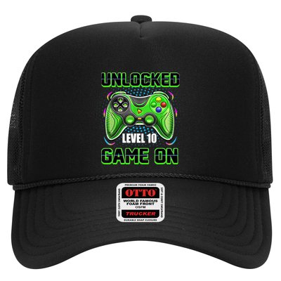 Unlocked Awesome Level 10 Game On Happy 10th Birthday Boy Trucker Hat