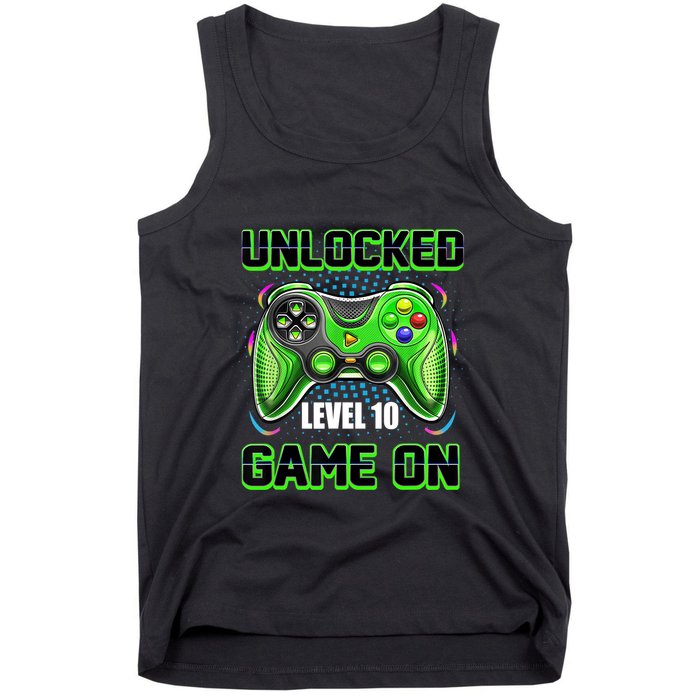 Unlocked Awesome Level 10 Game On Happy 10th Birthday Boy Tank Top