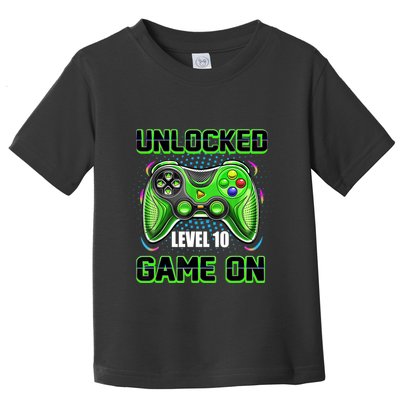 Unlocked Awesome Level 10 Game On Happy 10th Birthday Boy Toddler T-Shirt