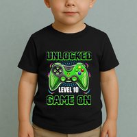 Unlocked Awesome Level 10 Game On Happy 10th Birthday Boy Toddler T-Shirt