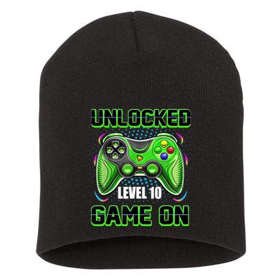 Unlocked Awesome Level 10 Game On Happy 10th Birthday Boy Short Acrylic Beanie