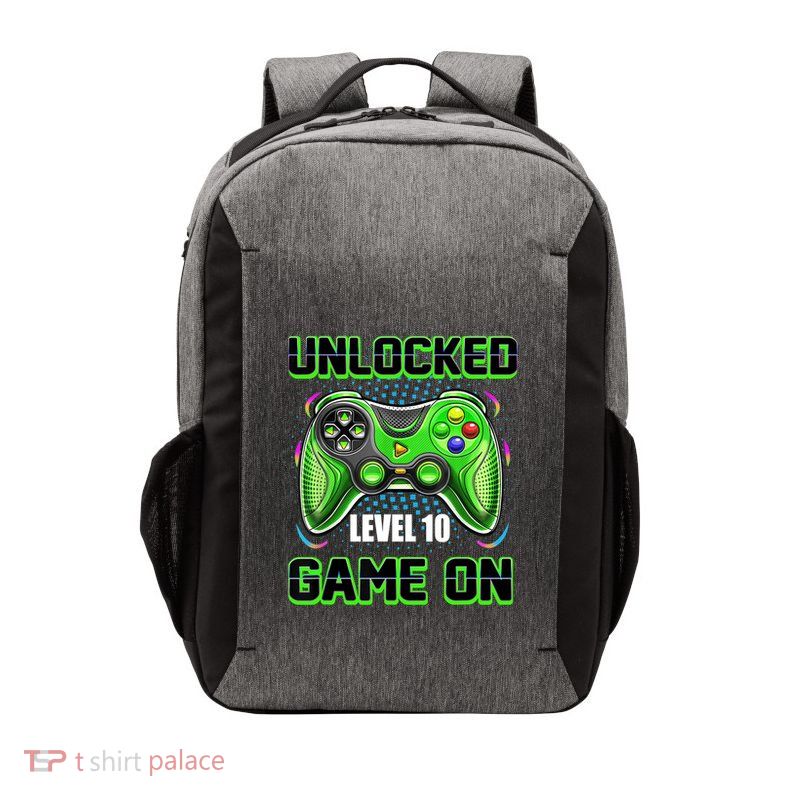 Unlocked Awesome Level 10 Game On Happy 10th Birthday Boy Vector Backpack