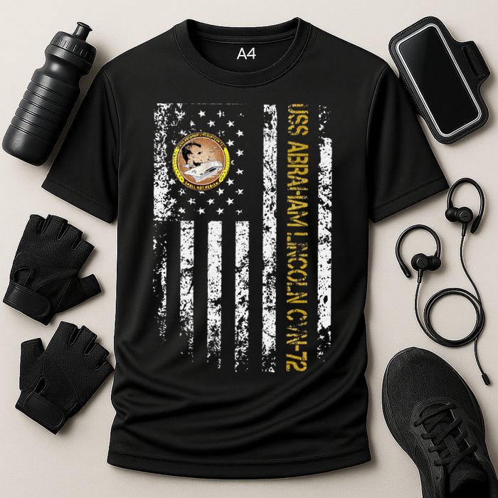 USS Abraham Lincoln CVN 72 Aircraft Carrier Veteran Flag Cooling Performance Crew T-Shirt