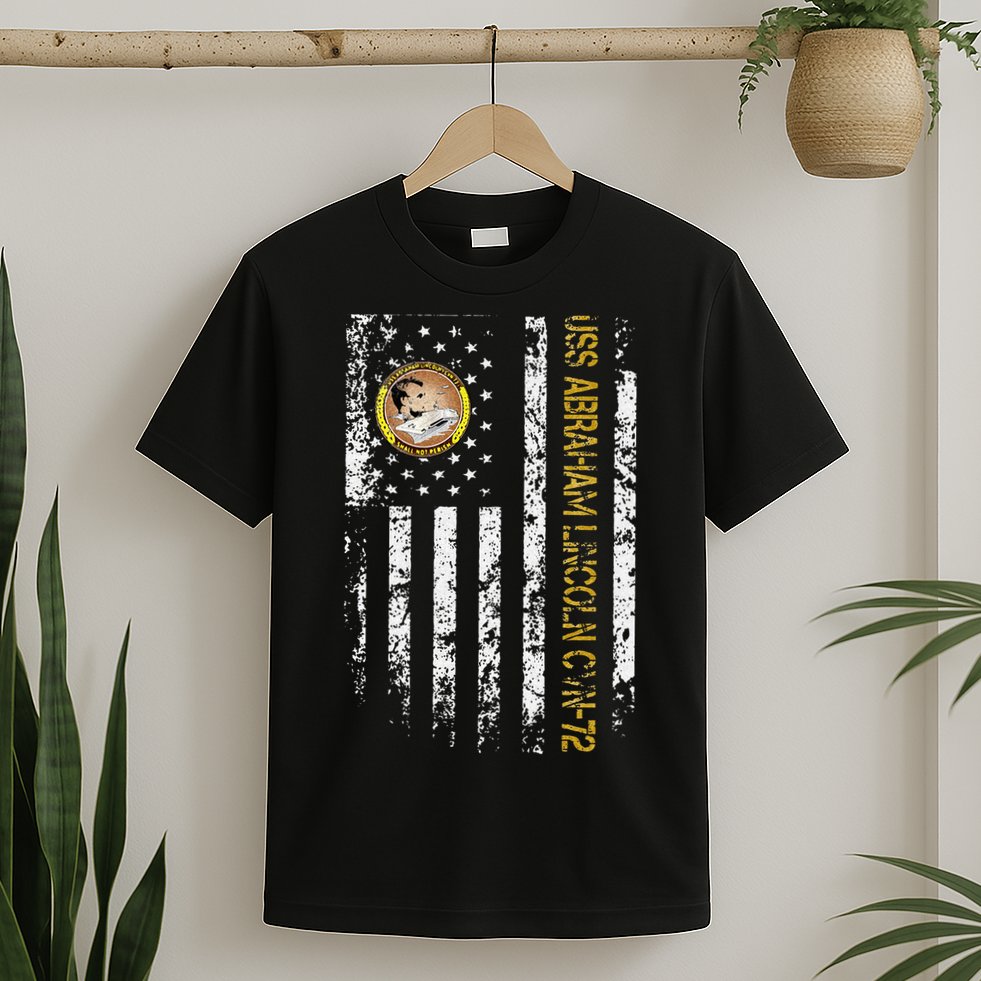 USS Abraham Lincoln CVN 72 Aircraft Carrier Veteran Flag T-Shirt