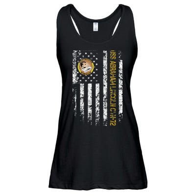 USS Abraham Lincoln CVN 72 Aircraft Carrier Veteran Flag Ladies Essential Flowy Tank