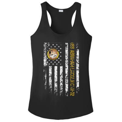 USS Abraham Lincoln CVN 72 Aircraft Carrier Veteran Flag Ladies PosiCharge Competitor Racerback Tank