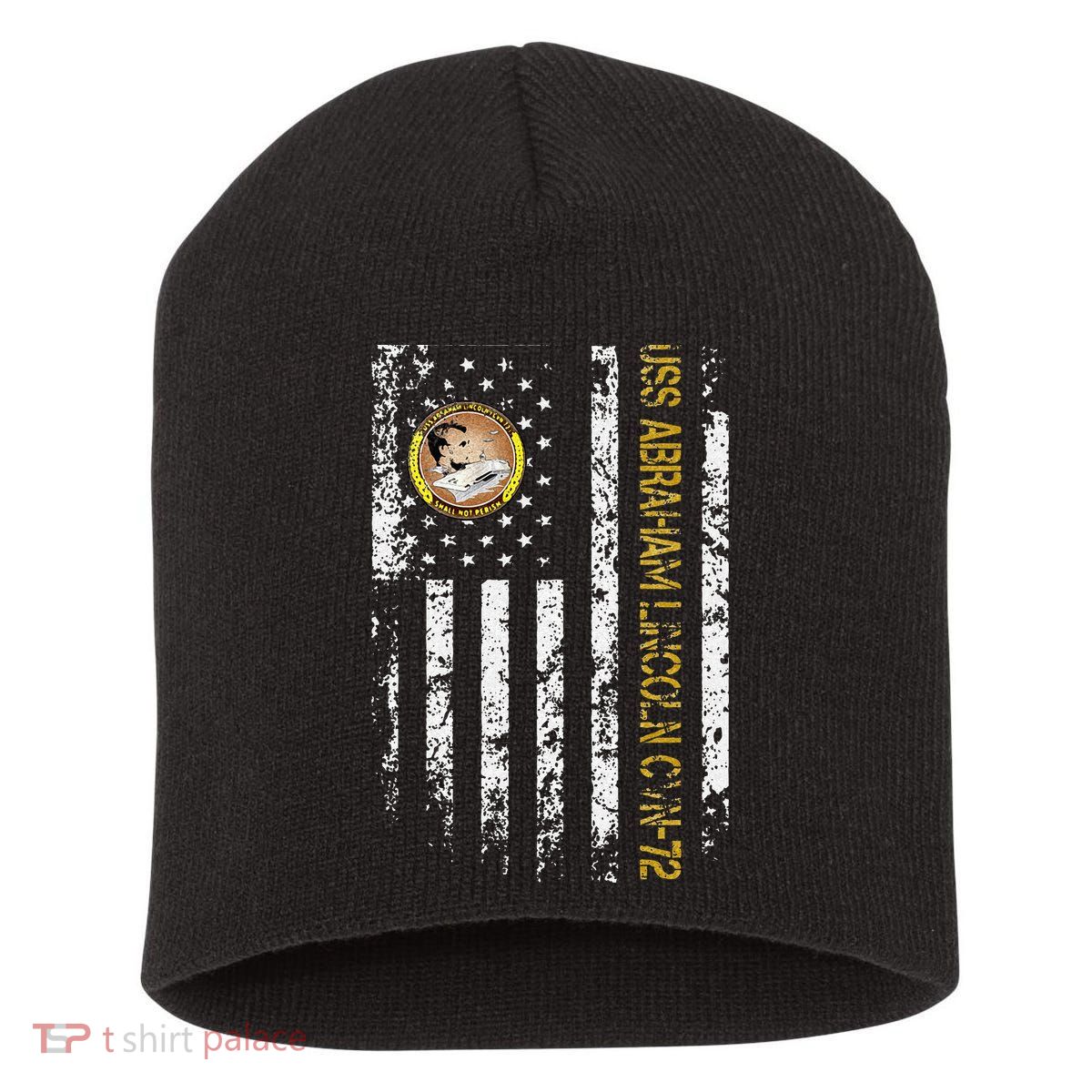 USS Abraham Lincoln CVN 72 Aircraft Carrier Veteran Flag Short Acrylic Beanie