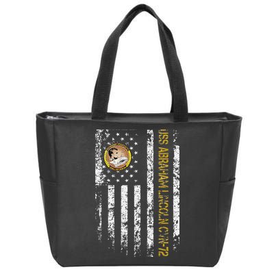 USS Abraham Lincoln CVN 72 Aircraft Carrier Veteran Flag Zip Tote Bag