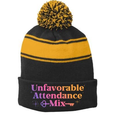 Unfavorable Attendance Mix Stripe Pom Pom Beanie