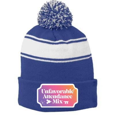 Unfavorable Attendance Mix Stripe Pom Pom Beanie