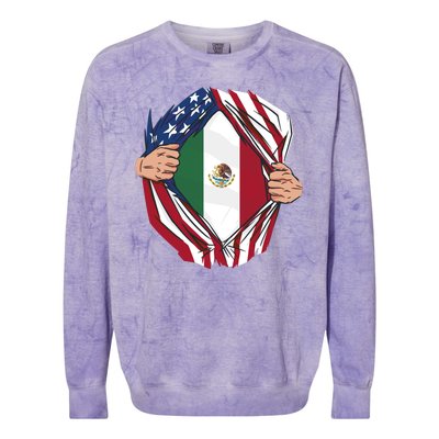 USA And Mexico Flag Colorblast Crewneck Sweatshirt