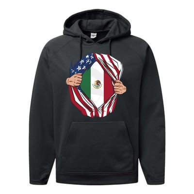 USA And Mexico Flag Performance Fleece Hoodie