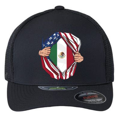 USA And Mexico Flag Flexfit Unipanel Trucker Cap