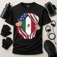 USA And Mexico Flag Cooling Performance Crew T-Shirt