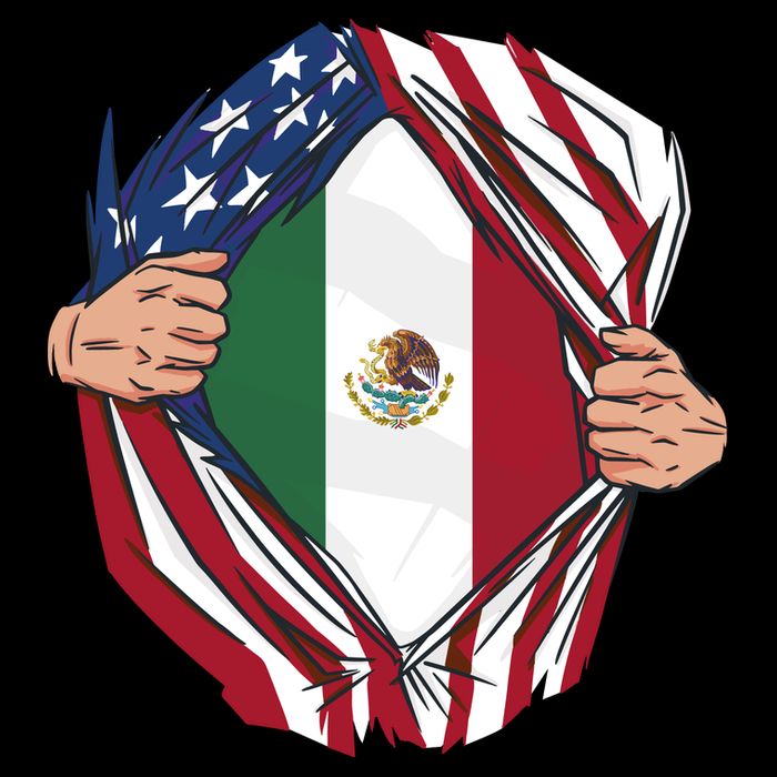 USA And Mexico Flag Cooling Performance Crew T-Shirt