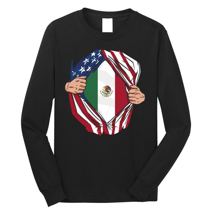 USA And Mexico Flag Long Sleeve Shirt