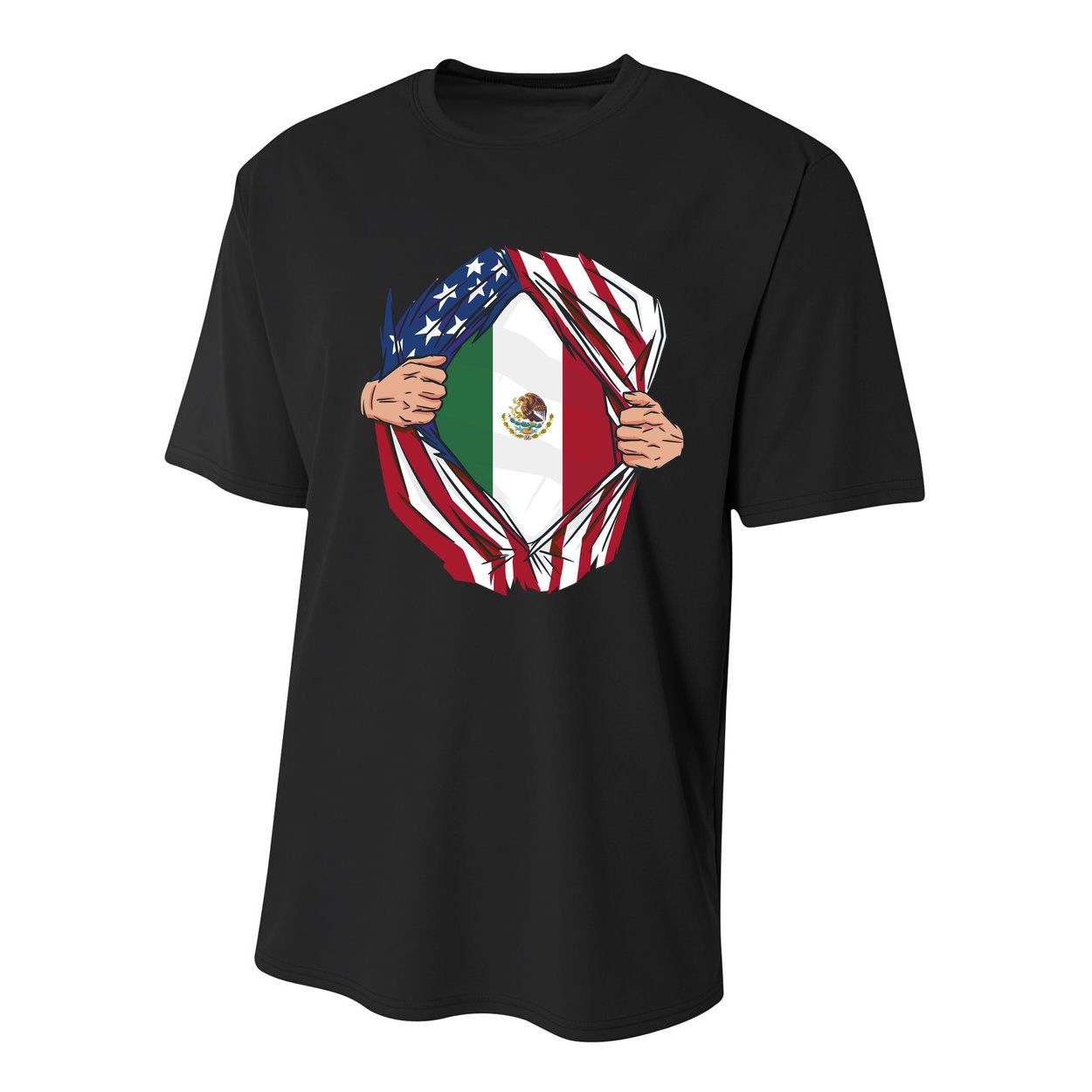 USA And Mexico Flag Youth Performance Sprint T-Shirt