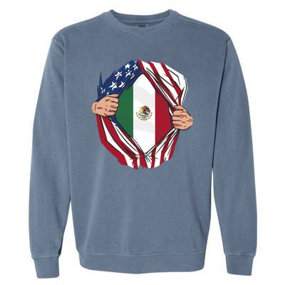 USA And Mexico Flag Garment-Dyed Sweatshirt