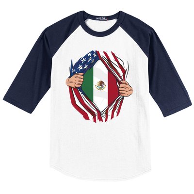 USA And Mexico Flag Baseball Sleeve Shirt