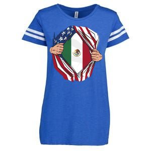 USA And Mexico Flag Enza Ladies Jersey Football T-Shirt