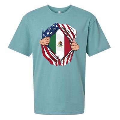 USA And Mexico Flag Sueded Cloud Jersey T-Shirt